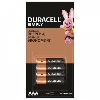 Duracell Батарейка алкалиновая Simply AAA (LR03) 4 шт.