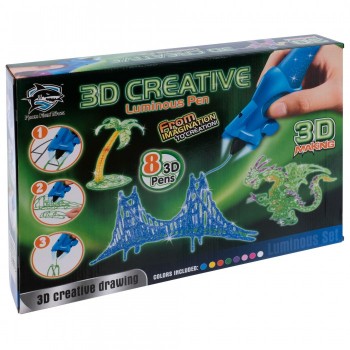 Fitfun Toys Набор детских 3D-ручек 8 шт. со светящимися чернилами Y8808-2