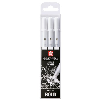 Sakura Набор белых гелевых ручек Gelly Roll Basic 10 (пишущий узел 1 мм, линия 0.5 мм) 3 шт.