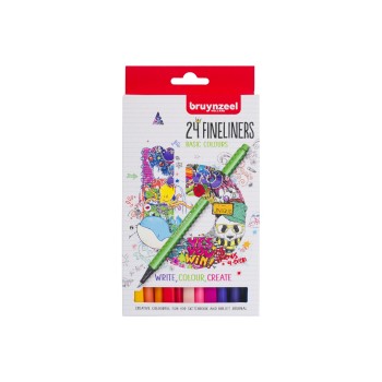 Bruynzeel Набор капиллярных ручек Teen (линер 0.4 мм) 24 цвета в картонной упаковке