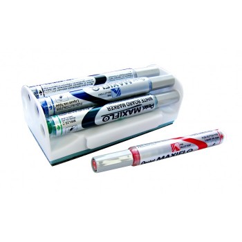 Pentel Набор маркеров для досок с магнитной губкой Maxiflo 4.0 мм 4 цвета