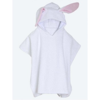 BabyBunny Детское махровое полотенце пончо с ушками Зайка M 115х71 см