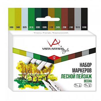 Vista-Artista Набор маркеров Style SMA-12 Лесной пейзаж (Весна) 0.7- 7 мм 12 цветов