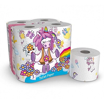 World Cart Туалетная бумага 3-х слойная Единорог с рисунком Kartika Collection 8 шт.