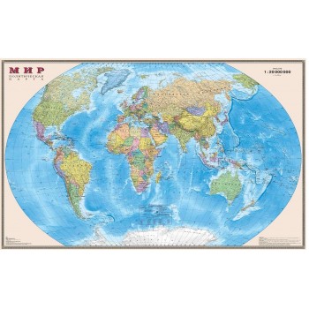 Ди Эм Би Политическая карта мира 1:20 Мелованная бумага В картонном тубусе 156х101 см