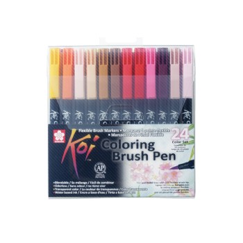 Sakura Набор акварельных маркеров Koi кисточка 24 цвета в пластиковой упаковке