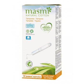 Masmi Гигиенические тампоны Super Plus из органического хлопка с аппликатором 14 шт.