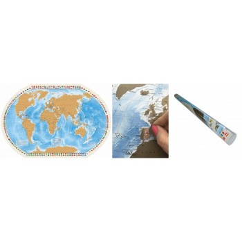Ди Эм Би Скретч карта мира со стирающимся слоем 1:40 Прозрачный подарочный тубус 90х58