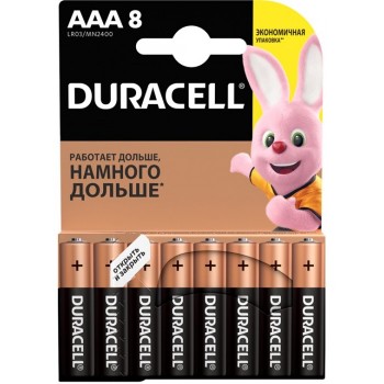 Duracell Батарейка алкалиновая Basic AAA (LR03) 8 шт.