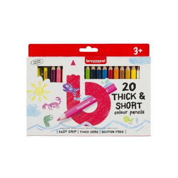 Bruynzeel Набор утолщенных цветных карандашей Kids 20 цветов + точилка в картонной упаковке