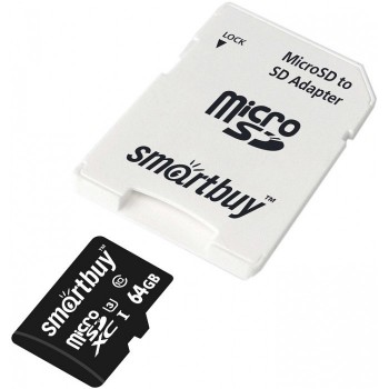 Smart Buy Карта памяти MicroSDXC 64GB PRO U3 Class 10 c адаптером SD