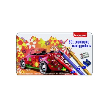 Bruynzeel Набор цветных карандашей Машина 58 цветов + ластик + точилка в коробе-пенале