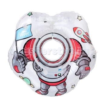 Круг для купания ROXY-KIDS Flipper на шею для купания и плавания малышей Космонавт 3D-дизайн