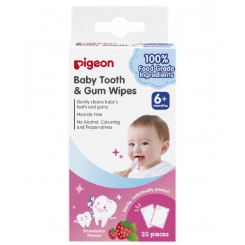 Pigeon Салфетки для чистки молочных зубов с ароматом клубники Pigeon Baby Tooth & Gum Wipes Strawberry, 20 шт