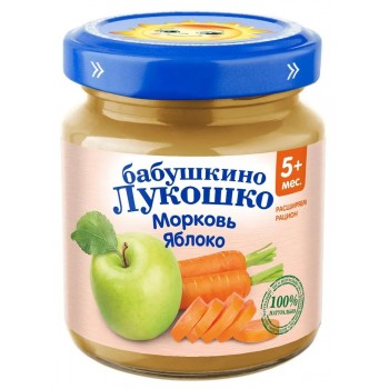 Пюре из моркови и яблок Бабушкино Лукошко, 100гр