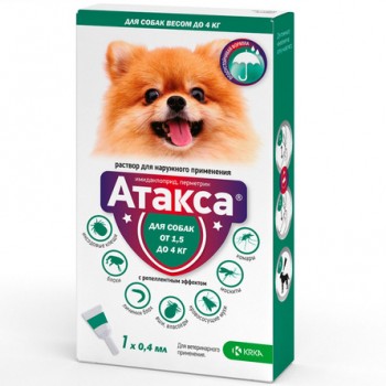 KRKA Атакса Капли от блох и клещей для собак 1,5 - 4 кг
