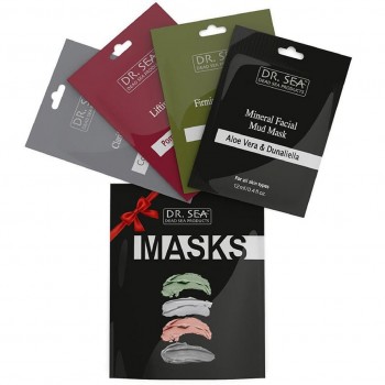 DR. SEA Подарочный набор "Очищение, Лифтинг, Пилинг, Увлажнение: маски-саше для лица", 4 вида масок
