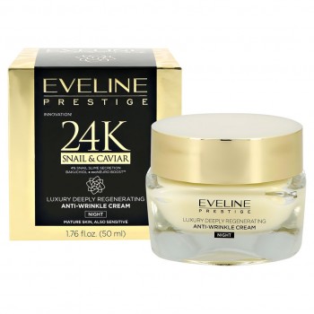 EVELINE Крем для лица PRESTIGE 24K SNAIL&CAVIAR ночной глубоко питательный регенерирующий