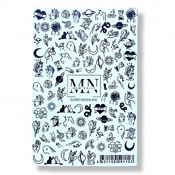 MIW NAILS Слайдер дизайны серии Монохром, черно-белые дизайны №06