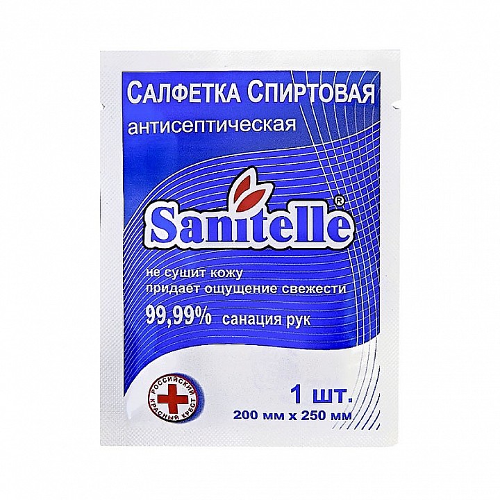 Sanitelle Средство косметическое для ухода за кожей рук, салфетка из нетканого материала, 1 шт.