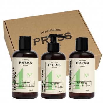 PRESS GURWITZ PERFUMERIE Подарочный набор Шампунь для волос безсульфатный парфюмированный №4 Гель для тела + Жидкое мыло