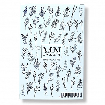 MIW NAILS Слайдер дизайны серии Монохром, черно-белые дизайны №02