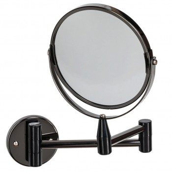 SWENSA Зеркало косметическое d=15см 2-стороннее, настенное, черный, никелированный металл