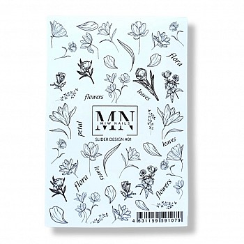 MIW NAILS Слайдер дизайны серии Монохром, черно-белые дизайны №01