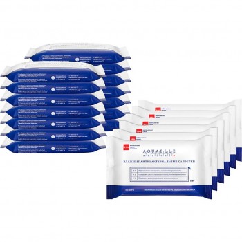 Aquaelle medical Влажные антибактериальные салфетки мультипак, 20 упаковок по 15 штук