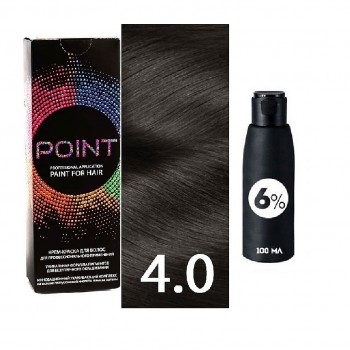 POINT Краска для волос, тон №4.0, Шатен + Оксид 6%
