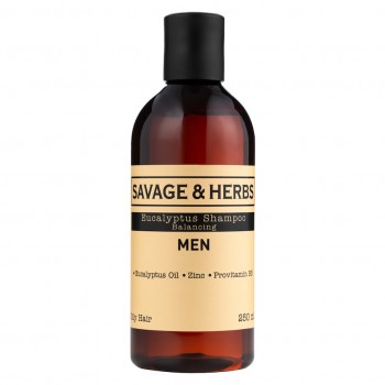 SAVAGE&HERBS Мужской укрепляющий шампунь с эвкалиптом и каштановым маслом для ухода за волосами и бородой