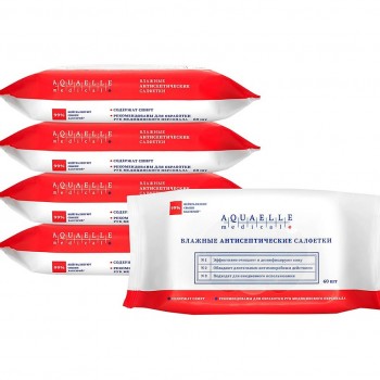 Aquaelle medical Антисептические салфетки мультипак, 5 упаковок по 60 штук