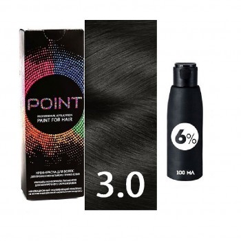 POINT Краска для волос, тон №3.0, Тёмный шатен + Оксид 6%