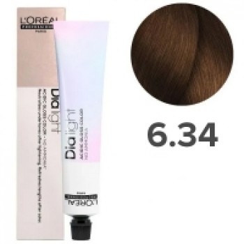 Loreal Professionnel Dia Light - Полуперманентный краситель, тон 6.34 темный блондин золотисто-медный, 50 мл