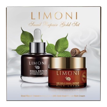 LIMONI Набор для лица (сывортока 25 мл + крем 50 мл) Snail Repair Gold Set