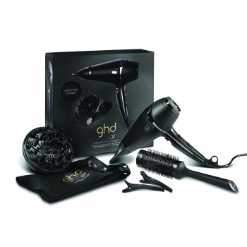 GHD Фен для сушки и укладки волос GHD Air Hairdryer 2100 W в наборе (фен с соплом + насадка диффузор, керамическая круглая щетка, 2 зажима, мягкая сумка)