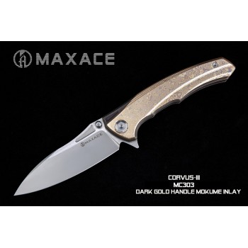 Складной нож Maxace Corvus, сталь M390, Mokume TC4+Inlay