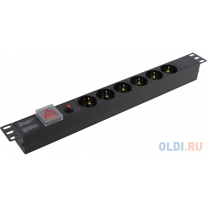 Exegate EX280830RUS Блок розеток ExeGate ServerPro PDU-19H605 Al-6S-C14-SW-O, 19",1U,алюм, 6Schuko, С14, защ перегр