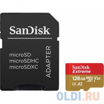 Карта памяти МicroSDXC 128Gb Class10 Sandisk SDSQXA1-128G-GN6MA Extreme + adapter