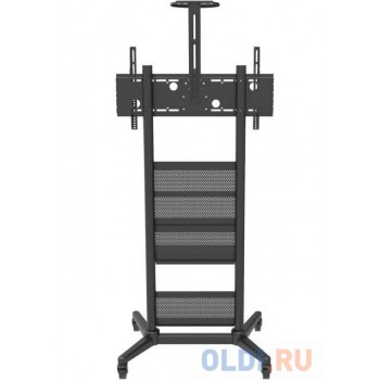 [M75] Мобильная стойка Wize Pro [M75] для широкоформатных и интерактивных панелей 32 75, Max VESA 800x400 мм, наклон +15/-15 градусов, высота 167 см, полка для медиаплеера, полка для камеры ВКС, до 120 кг, черн.(2 места)