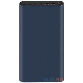 Мобильный аккумулятор Xiaomi Mi Power Bank 3 PLM13ZM Li-Pol 10000mAh 2.4A черный 2xUSB