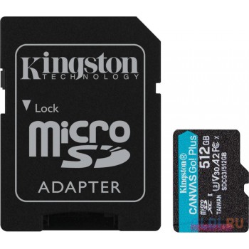 Карта памяти microSDXC Canvas Go Plus, 512 Гб, UHS-I, U3, V30, A2, с адаптером