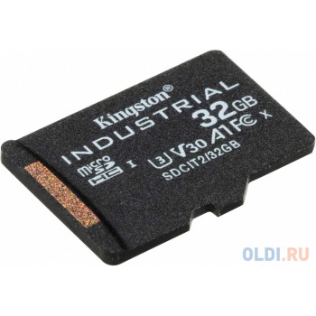 Промышленная карта памяти microSDHC Kingston, 32 Гб Class 10 UHS-I U3 V30 A1 TLC в режиме pSLC, темп. режим от -40? до +85?, с адаптером