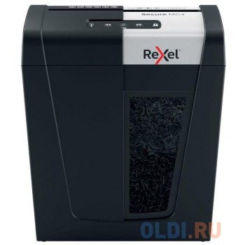 Шредер Rexel SECURE MC4 EU черный (секр.P-5)/фрагменты/4лист./14лтр./скрепки/скобы