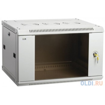 19" настенный шкаф 6U 600x450, стекл. передняя дверь, серый (плоск. упак)