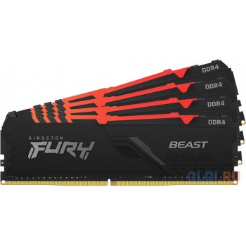 Kingston 32GB 2666MHz DDR4 CL16 DIMM (Kit of 4) FURY Beast RGB