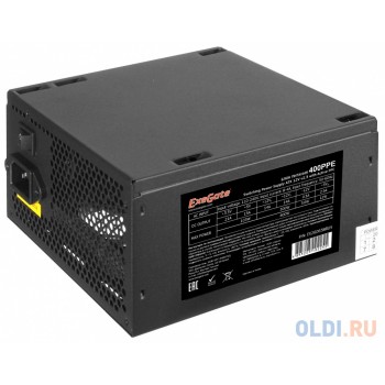 Exegate EX260638RUS-S Блок питания 400PPE, ATX, SC, black, APFC, 12cm, 24p+4p, PCI-E, 3*IDE, 5*SATA, FDD + кабель 220V с защитой от выдергивания