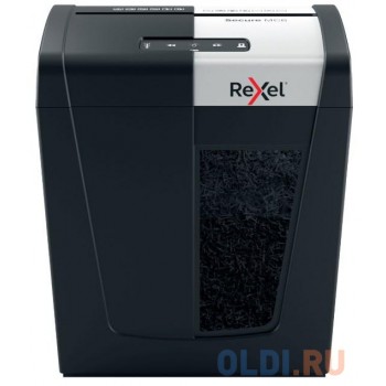 Шредер Rexel SECURE MC6 EU черный (секр.P-5)/фрагменты/6лист./18лтр./скрепки/скобы