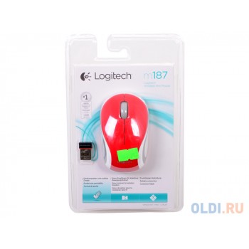 Мышь (910-002737) Logitech Wireless Mini Mouse M187, Red