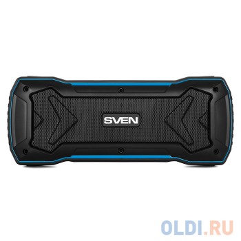 Колонки Sven PS-220, черный-синий,2.0, 2x5 Вт (RMS), Wateproof (IPx5), Bluetooth, USB, microSD, FM-тюнер, встроенный аккумулятор